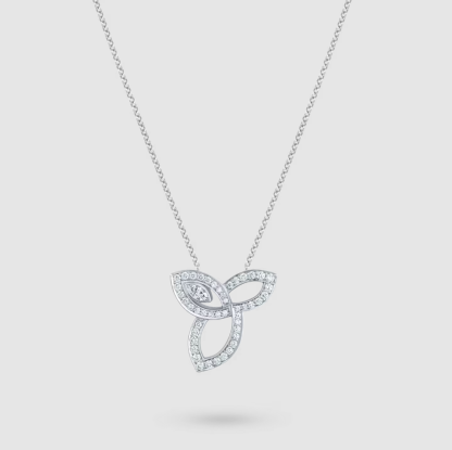 Lily Cluster Platinum Diamond Pendant